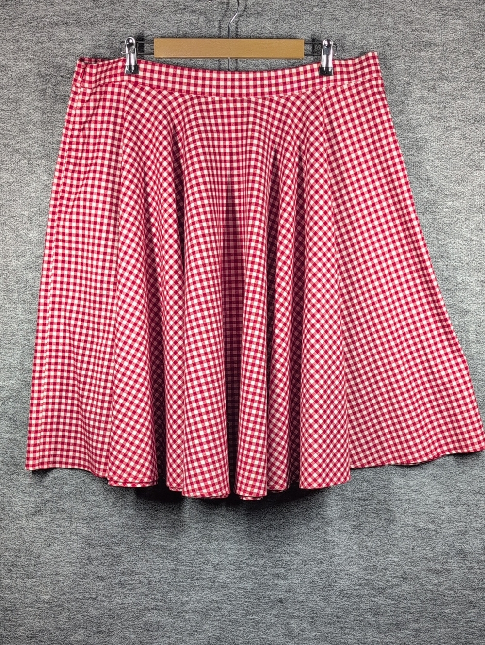Collectif 4xl Red Gingham A-Line Midi Skirt - Classic Women's Circle Skirt